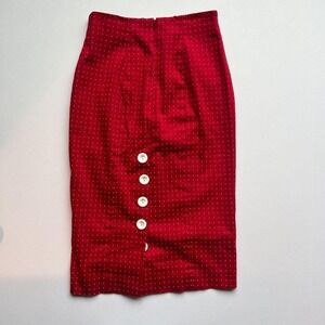 Y2K Bebe Red Polka Dot Midi Skirt